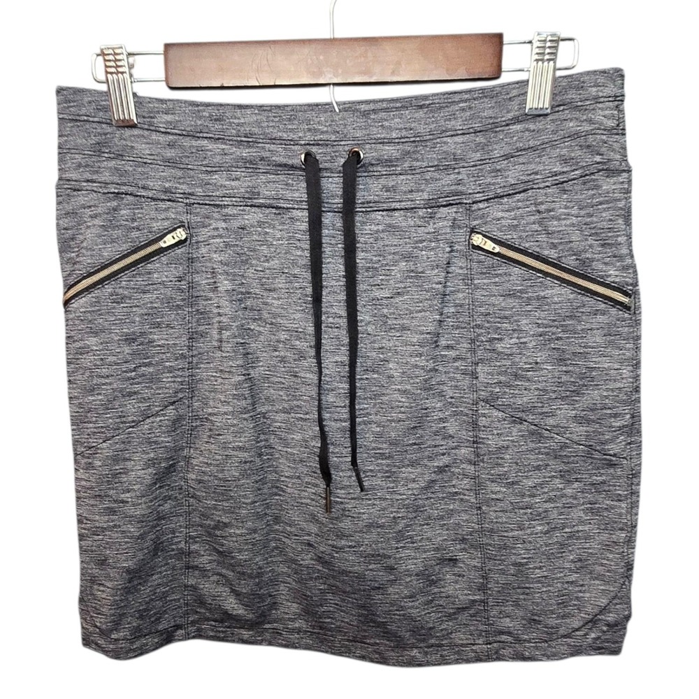 Athleta Skort Gray Heather Drawstring Pockets Athletic Skirt Shorts Size ST